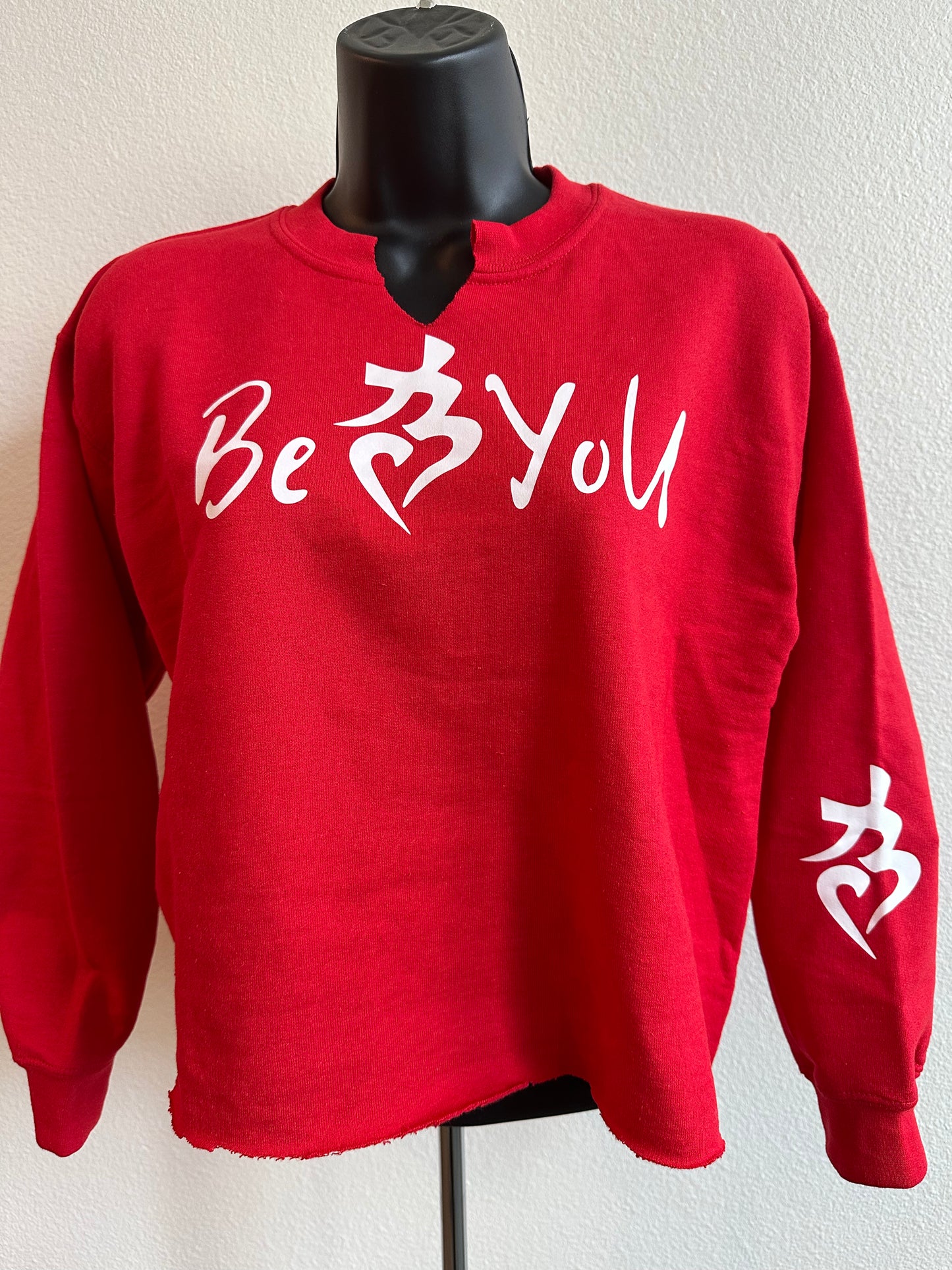 Red BeYoU Sweatshirt Custom Cut Youth Size Medium