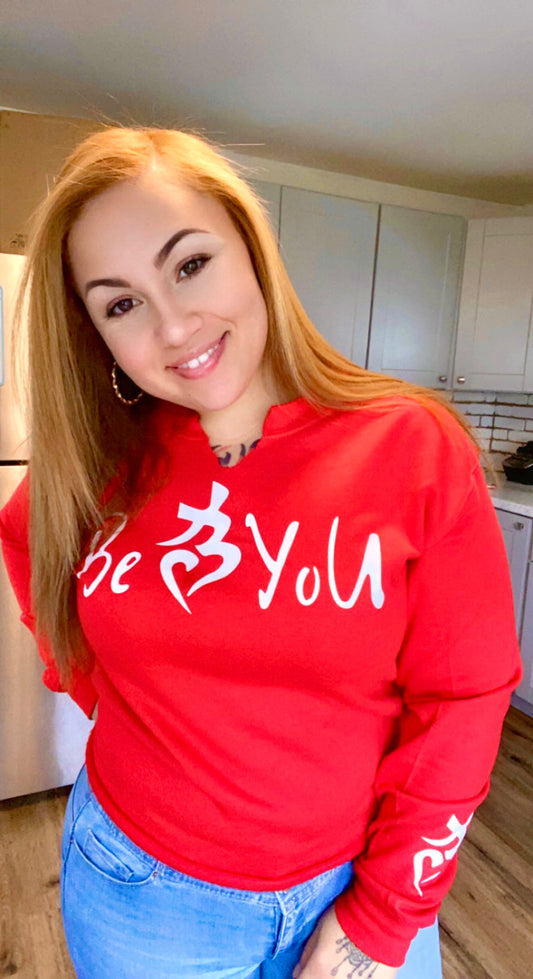 Red BeYoU Sweatshirt Custom Cut Youth Size Medium